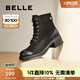 百麗（Belle）戶外時尚馬丁靴女商場同款真皮舒適短靴3NW40DD4 黑色-單里 35 (225mm)