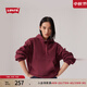 Levi's李維斯女士美式寬松時(shí)尚休閑簡(jiǎn)約袋鼠兜抽繩連帽套頭衛衣 酒紅色 M