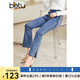 betu百圖女裝秋季新款牛仔褲ins風中腰大長腿微喇牛仔褲女2208T71 牛仔色 M