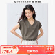 佐丹奴短袖T恤女純棉雙面布親膚透氣純色簡(jiǎn)約V領(lǐng)連袖上衣13325217