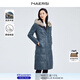 娜爾思（NAERSI）水貂毛領(lǐng)白鴨絨長(zhǎng)款綿羊皮羽絨服外套女冬新款 灰群青色 M