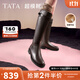 他她（TATA）時(shí)裝靴騎士靴女靴子大筒圍真皮長(cháng)筒靴加絨高靴冬7TG84DG4 黑色（單里）-7TG84 38