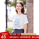 百圖betu女裝夏季新款T恤減齡趣味線(xiàn)感繡花T恤短袖上衣女2404T24 白色 L