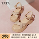 他她（TATA）涼鞋女鞋2025夏季新款休閑厚底法式氣質(zhì)時(shí)裝涼鞋女 杏色 37