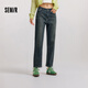 森馬（Semir）牛仔褲女冬加絨做舊長(zhǎng)褲女生保暖顯腿長(zhǎng)ins潮直筒褲103724124011