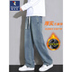 啄木鳥(niǎo)2025新款牛仔褲男秋冬季加絨加厚寬松直筒闊腿褲子男士休閑長(cháng)褲子 637加絨 復古藍【加絨加厚款】 M 【建議體重90-110斤】