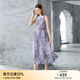 顏域無(wú)袖百褶連衣裙女2025早春新款直筒寬松背心裙圓領(lǐng)中長(cháng)款裙子 紫花 M