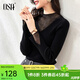 歐莎（OSA）知性半高領(lǐng)針織衫女2025秋裝新款洋氣內搭蕾絲打底上衣外穿氣質(zhì) 黑色B L