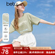 百圖betu女裝2025夏季新款T恤字母印花清新刺繡純棉休閑短袖女2506T15 卡其綠 M