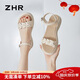 ZHR涼鞋女夏季時(shí)尚厚底增高女鞋簡(jiǎn)約一字帶搭扣鞋子女 M563 米色 38 