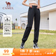 駱駝（CAMEL）運動褲女梭織束腳薄款休閑衛(wèi)褲子 CC3225L2005A 黑色 M