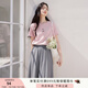 香影正肩小狗刺繡t恤女短袖2025夏季新款棉質(zhì)寬松圓領(lǐng)天藍色上衣 粉色 L 165/88A/110-125斤