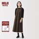 無(wú)印良品（MUJI）女式 易干平紋無(wú)袖連衣裙 女裝裙子長(zhǎng)裙背心裙25年秋季連身裙 棕色格紋 M （160/84A）