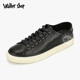 Walker Shop休閑鞋男【優(yōu)質(zhì)頭層牛皮】2025新款低幫系帶板鞋潮流百搭平底鞋子黑色40 （皮鞋碼）