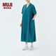 無(wú)印良品（MUJI） IDEE 女式 泡泡紗 短袖連衣裙 女裝裙子夏季 GAD53C4S 深藍色 均碼 165/88A