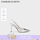 CHARLES&KEITH質(zhì)感鏈條尖頭高跟涼鞋子女鞋生日禮物七夕禮物送女友CK1-60280377 Silver銀色 38 (245)