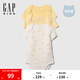 Gap嬰兒2025春季新款純棉暗扣短袖連體衣三件裝兒童裝美版725821 奶黃色組合 90cm /48 亞洲18-24/美碼18-24月