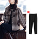 俞兆林洋氣媽媽秋裝50-60歲洋氣外套春秋短款時(shí)尚外套中老年人女士衣服 黑色加黑色褲子 均碼 XL(建議115-130斤)
