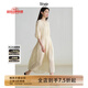 旅途原品（ltyp）真絲連衣裙亞麻優(yōu)雅休閑褶皺六F分袖女秋季帶文藝中長裙 淺干草黃-肌理提花-真絲亞麻 XS -S/150-155cm（現(xiàn)貨）