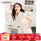 LAGOGO純棉翻領(lǐng)繡花連衣裙女拉谷谷2025年春夏新款A字初戀小白裙 本白色 M