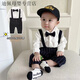 儷韻小屋（LiYunHouSe）男童西裝秋款寶寶1周歲禮服春秋1抓周衣服嬰幼兒童生日紳士套裝潮 長(cháng)袖+長(cháng)褲 送領(lǐng)結 80 建議體重15-20斤