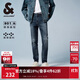 杰克·瓊斯（JACK&JONES） 潮流時(shí)尚LOGO皮標彈力修身水洗貓須舒適百搭牛仔褲男裝225132035