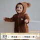 OAK FAMILY秋冬新品寶寶長袖連體衣兒童燈芯絨保暖爬服連帽哈衣 焦糖色 90cm