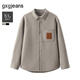 gxgjeans男裝 多色口袋設計通勤休閑寬松翻領(lǐng)短大衣外套男士 咖色 L