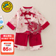 G.DUCKKIDS小黃鴨一周歲寶寶衣服嬰兒套裝兒童禮服唐裝小女孩國風(fēng)漢服兩件套 紅色 90 尺碼1~2歲【 80-90cm】