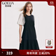 歌莉婭拼接假兩件連衣裙女新品名媛氣質(zhì)a字通勤小香風(fēng)裙子1A6C4HARA 00B黑色 XL (170)