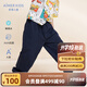 愛慕兒童（AIMER KIDS）涼感休閑褲棉3A抗菌褲子男童女童運(yùn)動(dòng)褲夏薄束腳褲衛(wèi)褲A類|棉綿冰 男孩-深藍(lán)80N 120
