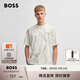 BOSS博斯【禮物】男士2025夏季新款印花棉質(zhì)平紋針織T 恤 271-淺米色 L