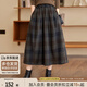 絲柏舍高腰半身裙2025秋裝新款女裝時(shí)尚撞色格紋中長款A(yù)字裙