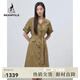 beanpole【度假連衣裙】濱波  春夏新款女士泡泡紗襯衫型H版連衣裙 卡其色 M 165/88A
