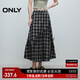 ONLY2025夏季新款俏皮百搭蝴蝶結傘裙中長(cháng)裙半身裙女|125216011 H11霍霍格紋 XL