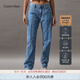 Calvin KleinJeans四季款女士ck舒適亞麻分割線(xiàn)復古低腰直筒牛仔褲J223379 1A4-牛仔淺藍 29