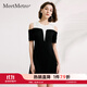MeetMetro瑪依爾2025夏季撞色露肩T恤連衣裙女收腰短裙顯瘦小黑裙 黑色【現貨閃電發(fā)】 S
