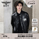 BOY LONDON【玄紋漫鏡】秋季男女同款潮牌寬松PU皮襯衫外套N44003 黑色 L