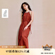 茵曼2025夏季女裝新款波西米亞民族風(fēng)貝殼掛脖吊帶連衣裙 棗紅色  M