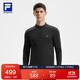FILA 斐樂(lè )官方男子針織長(cháng)袖上衣2025冬季健身運動(dòng)加絨基礎長(cháng)T