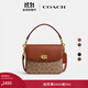 蔻馳（COACH）經(jīng)典標志CASSIE19號單肩斜挎包翻蓋早秋女包 棕黃色銹色（新版）