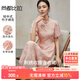 尚都比拉新中式國風(fēng)盤(pán)扣旗袍改良版連衣裙夏季新款刺繡中長(cháng)裙 粉色 S