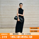 艾諾絲雅詩(shī)【商場(chǎng)同款】春秋新品長(cháng)款黑色休閑通勤無(wú)袖連衣裙女30819825 黑色 M