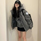 妙奕嘉短款派克服女棉服女士外套冬季高級感新款羽絨棉襖小個(gè)子洋氣時(shí)尚 灰色韓系美式復古夾棉派克服 M 【建議100-135斤】