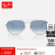 雷朋（RayBan）太陽(yáng)鏡時(shí)尚眼鏡復古男女款雙梁墨鏡0RB3735可定制禮物 003/3F銀色鏡框藍色漸變鏡片 尺寸57