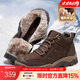 駱駝（CAMEL）高幫登山鞋男款新款冬季加絨真皮防寒保暖戶(hù)外徒步鞋男 G13W307083 暗棕【絨里】 42