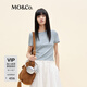 MO&Co.【秦嵐同款active系列】短袖T恤2025秋新品正肩短款MBE3TEE006 冰灰藍(lán)色 S /160