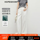 紅袖天絲棉休閑褲2025夏季新款女裝氣質(zhì)壓褶顯瘦質(zhì)感寬松百搭闊腿長(cháng)褲 本白001 M