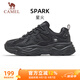 駱駝（CAMEL）女鞋厚底增高緩震老爹休閑運動鞋子 K25CX4L4013 黑/城堡灰 37