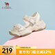 駱駝（CAMEL） 厚底涼鞋女夏季新款增高松糕沙灘鞋魔術(shù)貼時尚運動休閑涼鞋 L23M504136米色 37